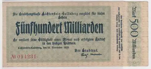 500 Milliarden Mark Banknote Inflation Lichtenstein Callnberg 16.11.1923(125778)