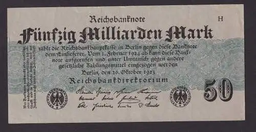 50 Milliarden Mark Inflation Banknote 26.10.1923 Ro.122 b (102943)