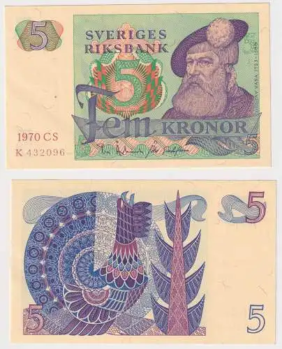 Banknote 5 Kronen Schweden 1970 kassenfrisch UNC (102171)