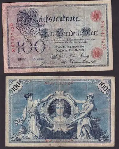 Banknote Kaiserreich 100 Mark 18. Dezember 1905 (102889)