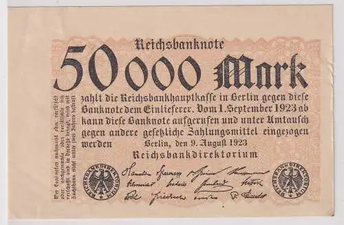 50000 Mark Inflation Banknote 9.8.1923 Ro.99 (129094)