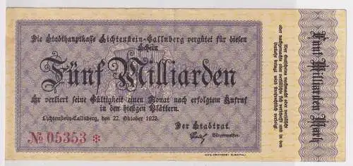 5 Milliarden Mark Banknote Inflation Lichtenstein Callnberg 22.10.1923 (156370)