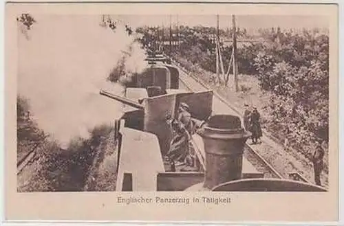 50265 Ak Englischer Panzerzug in Tätigkeit 1. Weltkrieg um 1915