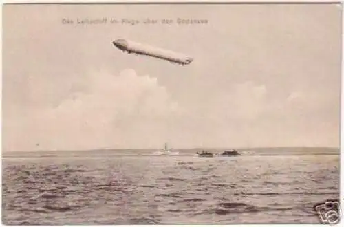 16343 Ak Luftschiff im Fluge über dem Bodensee 1907