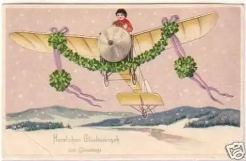 21176 Präge Ak Flugzeug vor Winterlandschaft 1915