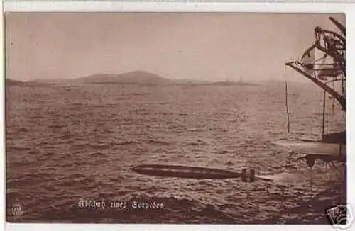 03517 Ak Kriegsschiff Abschuß eines Torpedos um 1915