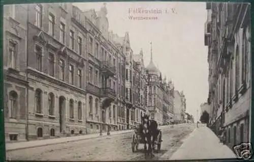 schöne Ak Falkenstein i.Vgtl. Wettinstrasse 1913