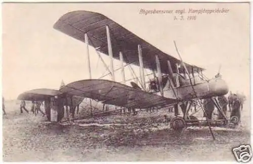 26378 Ak abgeschossener engl. Kampfdoppeldecker 1916