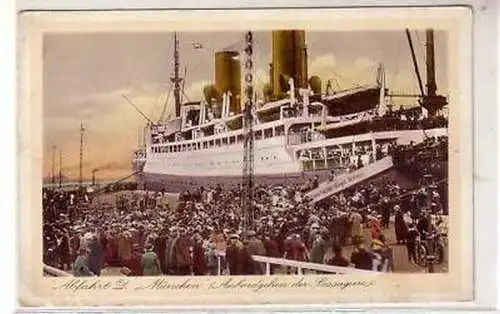 32425 Ak Abfahrt Dampfer "München" 1927