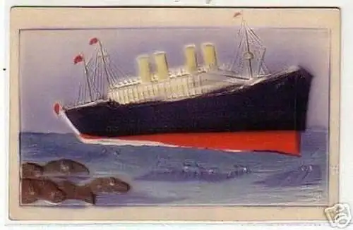 04078 Präge Ak mit Überseedampfer 1911