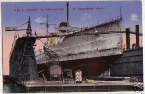 15420 Ak S.M.S. Seydlitz im Schwimmdock Werft um 1915