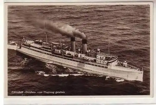 51581 Ak Fährschiff Preußen vom Flugzeug gesehen um 1930