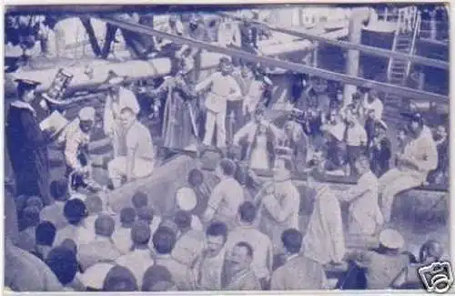 21333 Ak Schiff die Taufe unter der Sonnenlinie um 1910