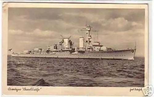 10385 Ak Kriegsschiff Kreuzer Karlsruhe um 1940