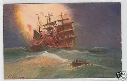 32252 Ak Segelschiff Explosion der Kohlenladung um 1910