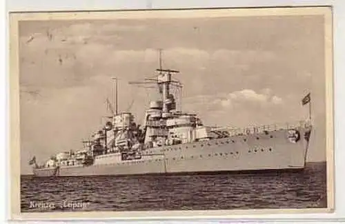 38842 Ak Deutscher Kreuzer "Leipzig" 1942
