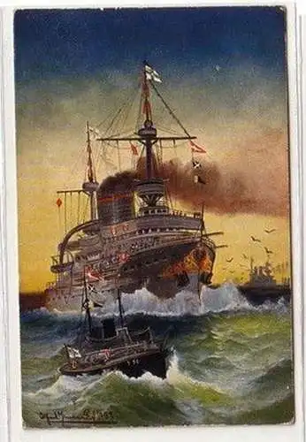 61105 Ak Deutsches Kriegsschiff Kaiser Barbarossa 1908