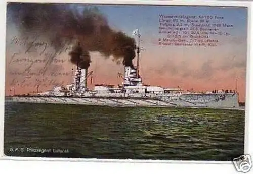 26936 Feldpost Ak S.M.S Prinzregent Luitpold 1917