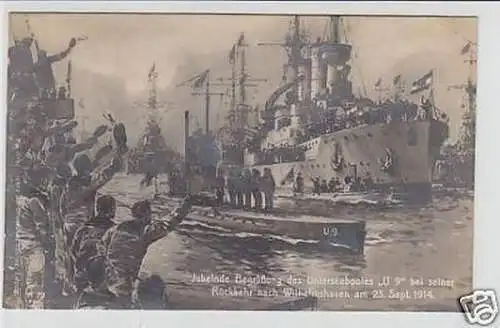 31652 Ak Unterseeboot U 9 in Wilhelmshaven 1914