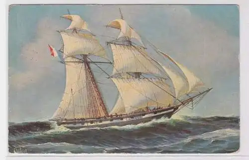 91018 Künstler AK Marine-Galerie - Französische Brigg 'La Gazelle' 1917
