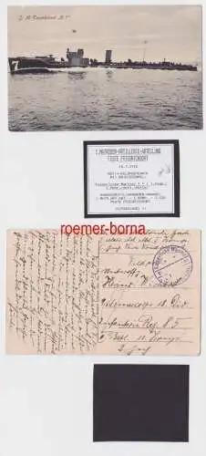 84770 Marineschiffspost Ak 1. Matr. Art. Abteilung Feste Friedrichsort 1915