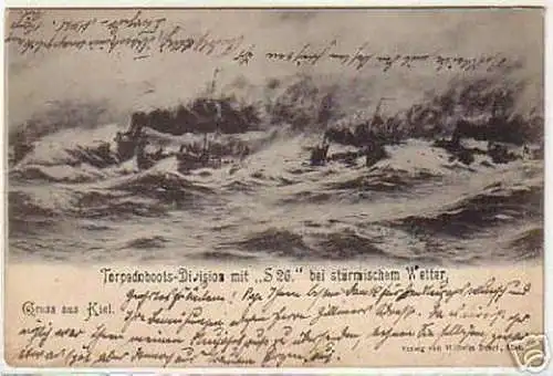 02660 Ak Gruß aus Kiel Torpedoboots Division "S26" 1899
