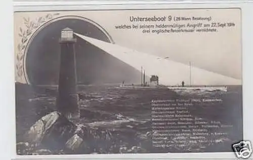 32859 Ak Unterseeboot "U 9" Kapt. Weddigen 1914