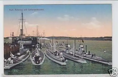 30316 Ak Hulk Acheron mit Unterseebooten um 1915