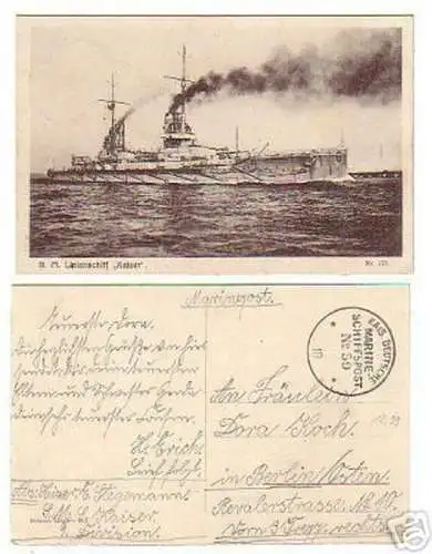 02754 Ak S.M. Linienschiff "Kaiser" mit MSP 59 von 1918