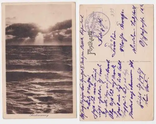 95791 Ak Sesstimmung, Blick aufs Meer, Wellen, kais. deutsche Marine um 1920
