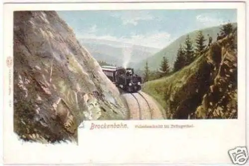 24858 Ak Brockenbahn Felseinschnitt im Drängethal 1905
