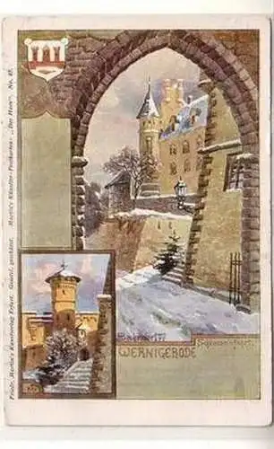 56172 Künstler Ak Wernigerode Schloßeinfahrt um 1900