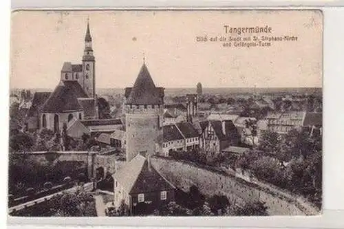 60338 Ak Tangermünde Blick auf die Stadt mit Gefängnisturm um 1920
