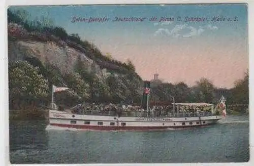 47157 Ak Halle a.S. Salon Dampfer "Deutschland" 1917