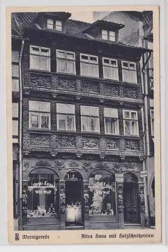 82020 AK Wernigerode - Altes Haus mit Holzschnitzereien, Molkerei Langeln 1944