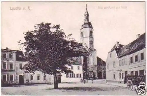28363 Ak Laucha an der Unstrut Markt und Kirche um 1930