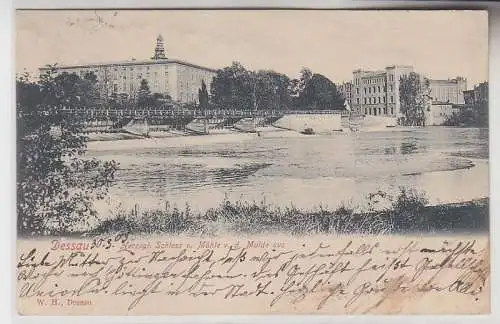 71266 Ak Dessau herzogliches Schloß und Mühle von der Mulde aus 1903