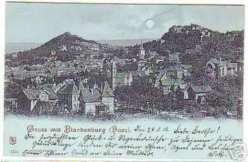 08791 Mondscheinkarte Gruß aus Blankenburg Harz 1902