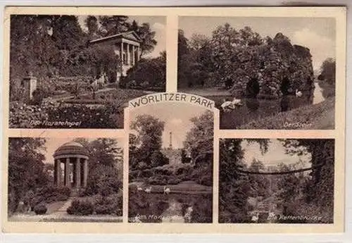 58775 Mehrbild Ak Wörlitzer Park Gasthaus und Tanzdiele "Zum Stein" 1955