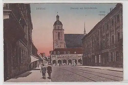 61619 Ak Dessau Steinstrasse mit Schloßkirche um 1940