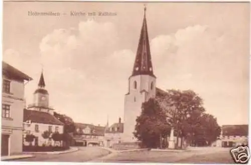 25377 Ak Hohenmölsen Kirche mit Rathaus 1931