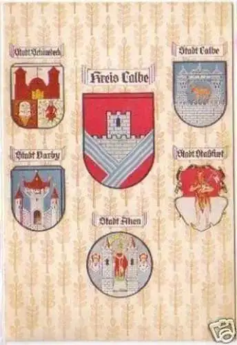 29584 Wappen Ak Kreis Calbe um 1930