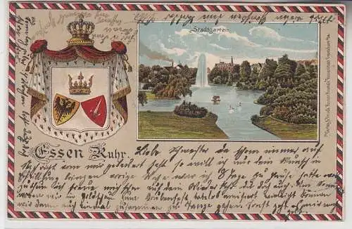 71767 Ak Essen (Ruhr) mit Wappen, Ansicht Stadtgarten, 1905