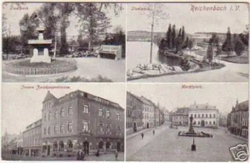 14764 AK Reichenbach Stadtpark Marktplatz 1918