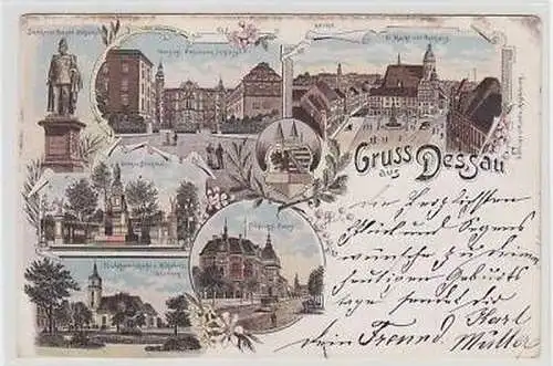 44656 Ak Lithographie Gruss aus Dessau 1898