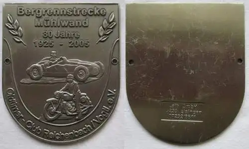 Plakette 80 Jahre Bergrennstrecke Mühlwand 1925-2005 Reichenbach i.V. (141712)