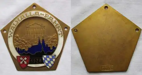 emaillierte Automobil Plakette Walhalla Fahrt 1928 (148263)