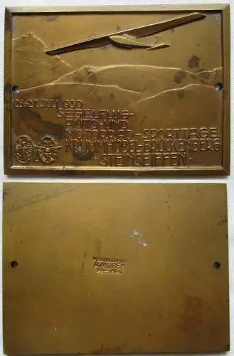 Bronze Plakette Segelflugtage Krummhübel Brückenberg Steinseiffen 1930 (146034)