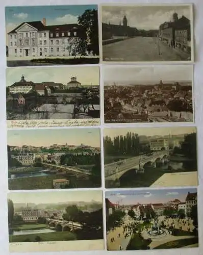 67634 / 8 Ak Zeitz Auebrücke, Marktplatz, Amtsgericht usw. um 1920