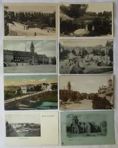 67382 / 8 Ak Zeitz Mondscheinkarte, Altmarkt, Rathaus, Auebrücke usw. um 1920